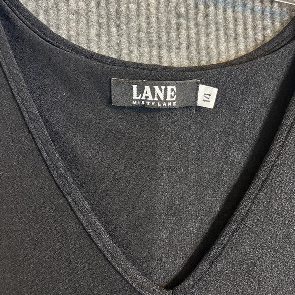 Vintage Misty Lane Womens Maxi Dress Size 14 Black Union Made USA Stretch Travel - Picture 4 of 10